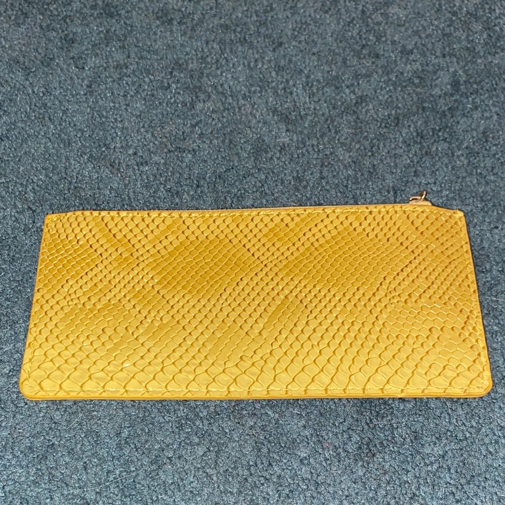 Yellow Faux Snakeskin Pouch NWOT